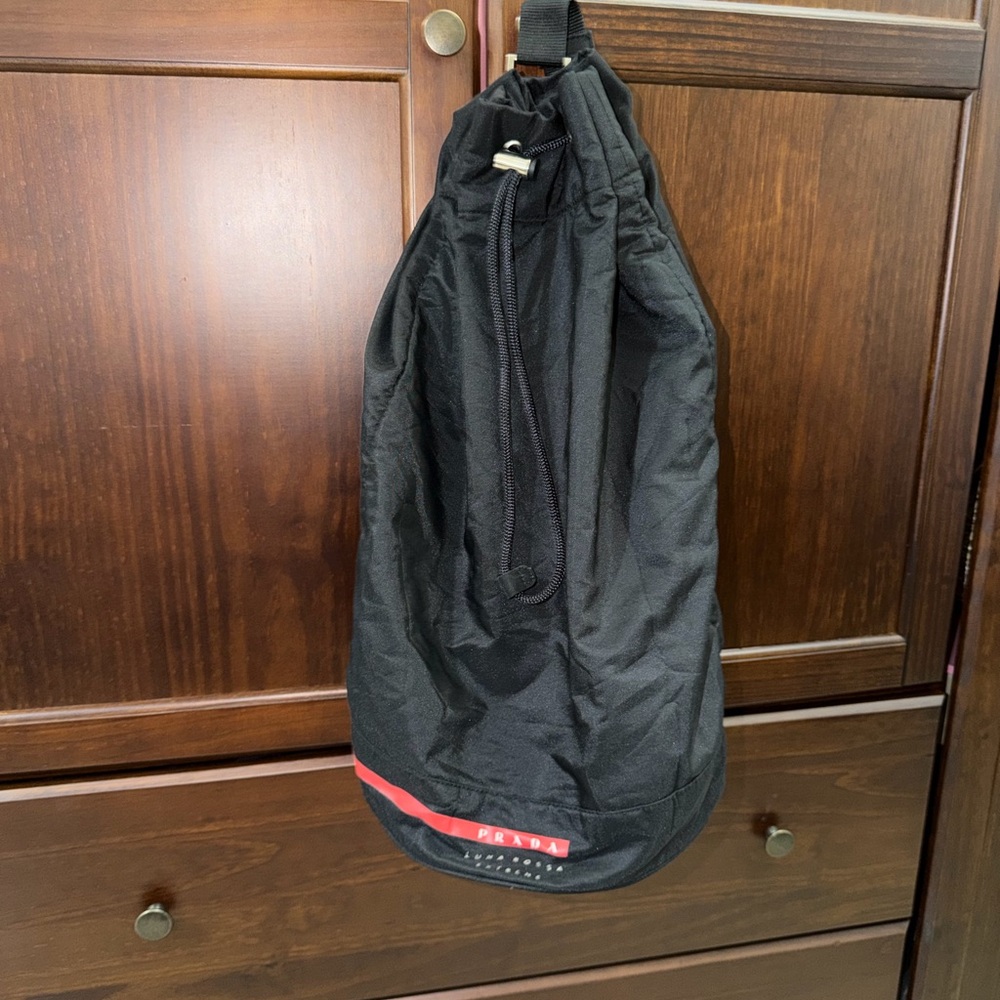 PRADA Luna Rossa Extreme Travel Bag Duffle Bag Black Nylon Drawstring
